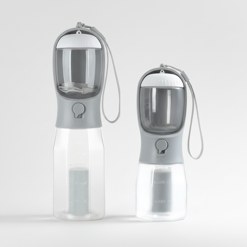 Gridn Portable 3-in-1 Pet Water Bottle with Integrated Temperature Indicator - Universal Travel Dog Cup