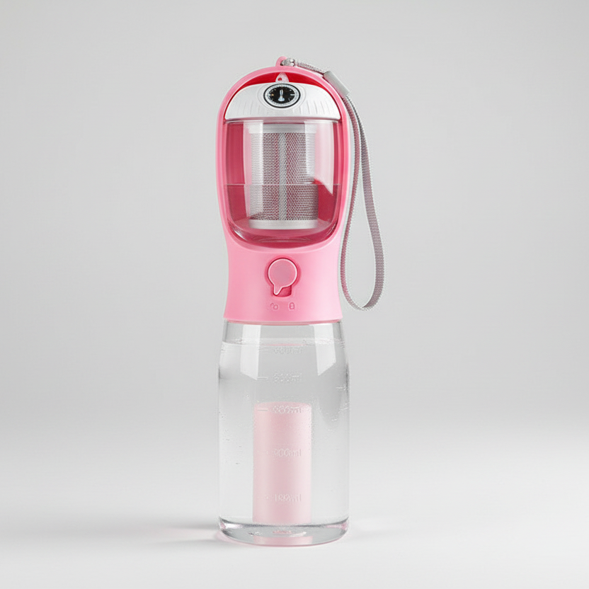 Gridn Portable 3-in-1 Pet Water Bottle with Integrated Temperature Indicator - Universal Travel Dog Cup