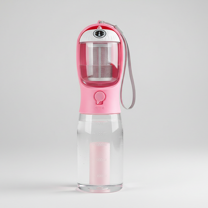 Gridn Portable 3-in-1 Pet Water Bottle with Integrated Temperature Indicator - Universal Travel Dog Cup