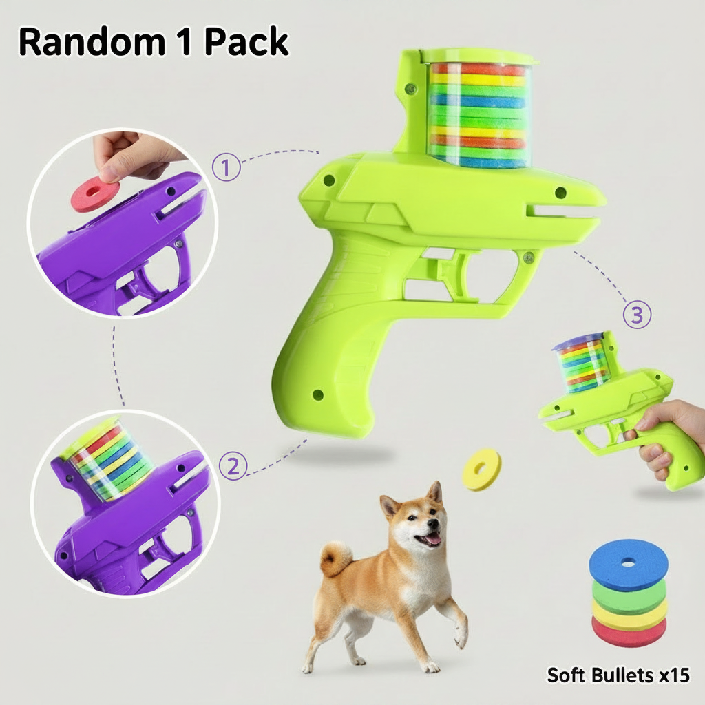 Gridn 2-in-1 Pet Disc and Soft Foam Dart Launcher - Interactive Fetch and Chase Toy for Dogs
