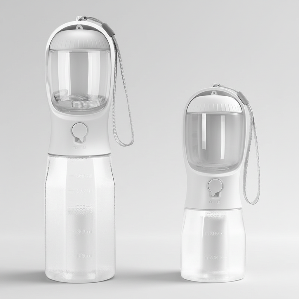 Gridn Portable 3-in-1 Pet Water Bottle with Integrated Temperature Indicator - Universal Travel Dog Cup