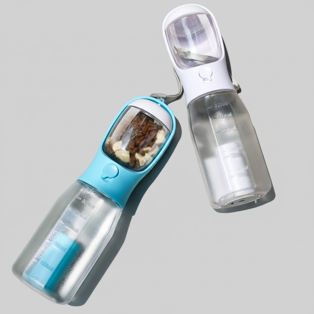 Gridn Portable 3-in-1 Pet Water Bottle with Integrated Temperature Indicator - Universal Travel Dog Cup