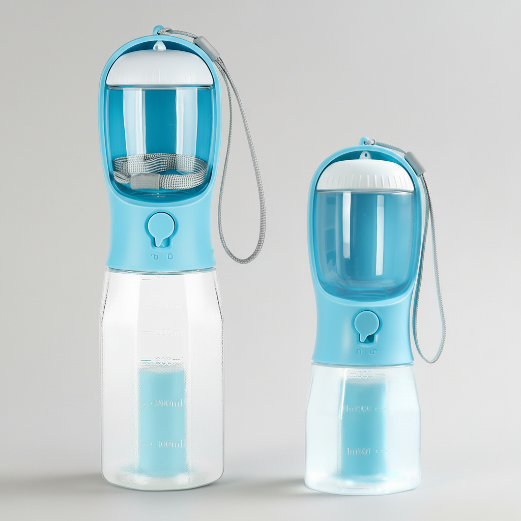 Gridn Portable 3-in-1 Pet Water Bottle with Integrated Temperature Indicator - Universal Travel Dog Cup