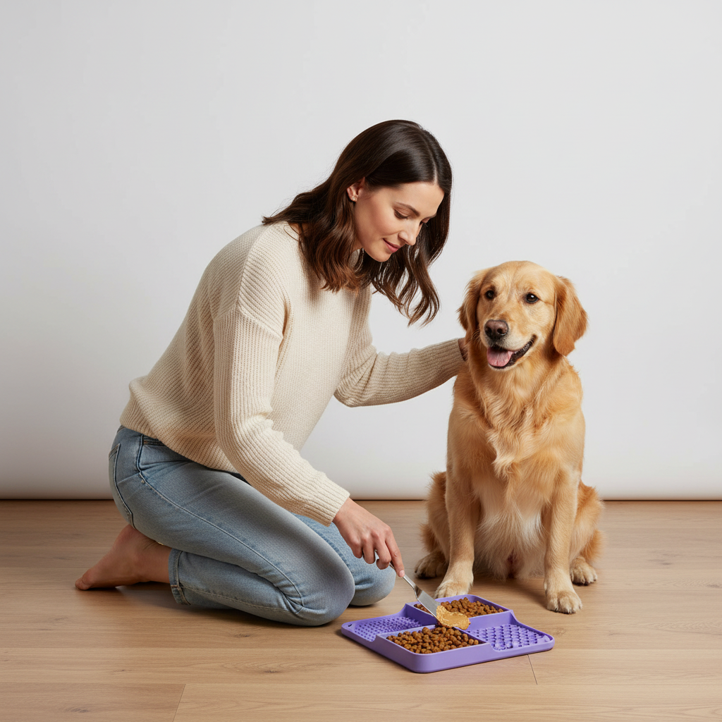 Gridn Anti-Slip Silicone Lick Mat for Dogs and Cats - Slow Feeder Mat with Suction Cup Base