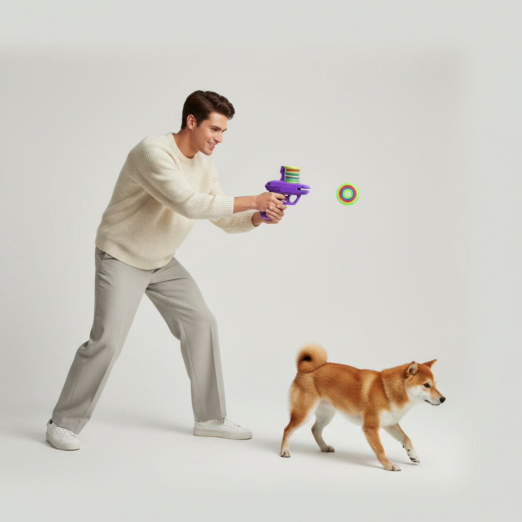 Gridn 2-in-1 Pet Disc and Soft Foam Dart Launcher - Interactive Fetch and Chase Toy for Dogs